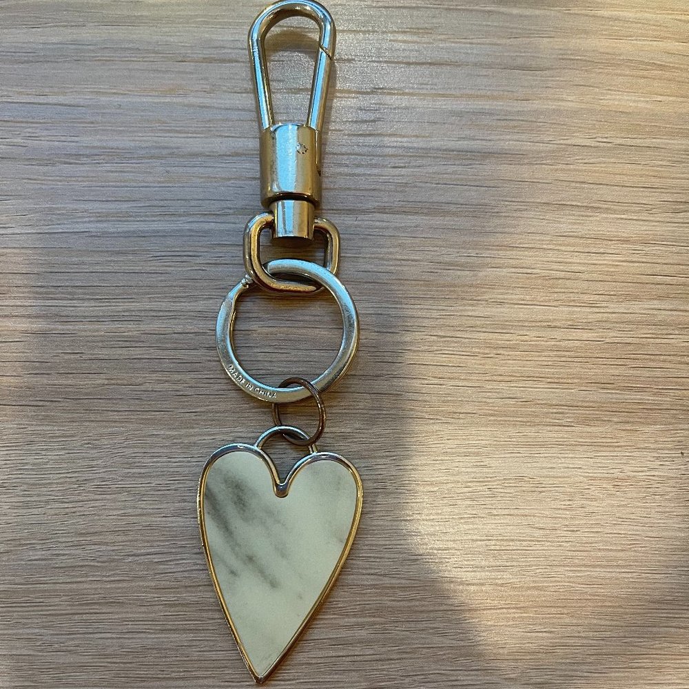 Fossil key chain, gold, marble heart